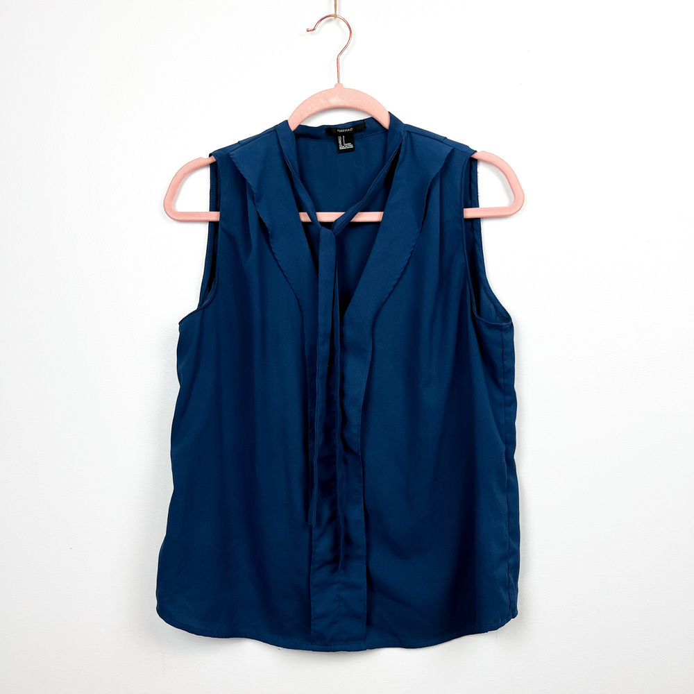 Forever 21 Blue Sleeveless Blouse